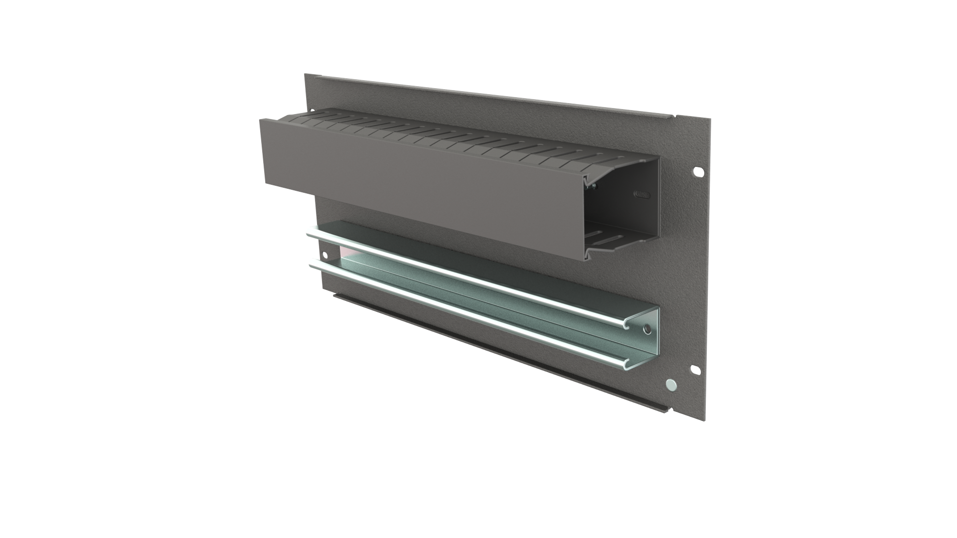 Blank plate with duct and din on rear