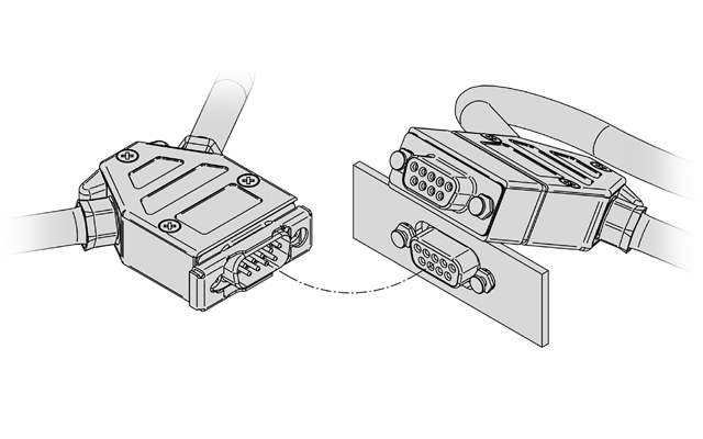 Slide Lock Cable D-Sub full metal hoods for slide locks and automatic slide locks
